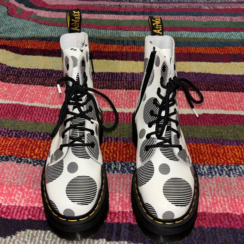 Dr Martens 1460 / Jadon Platforms / Black and white polka dot / W US 7